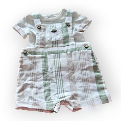 Mayoral Newborn Boys Cotton T Shirt  & Linen Blend Dungaree Set 1637-80