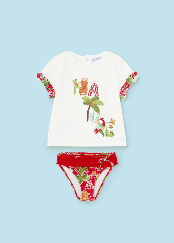 Mayoral Girls Age 12 Months Swim Knickers & T Shirt