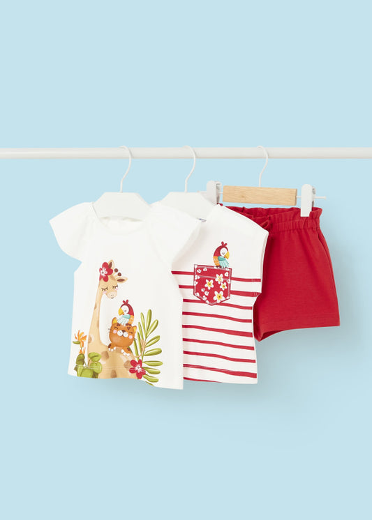 Mayoral Girls Age 12 Months Shorts & Two Short Sleeved Tops