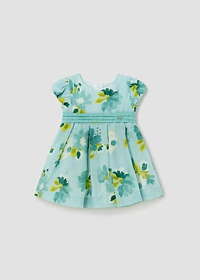 Mayoral Girls Age 12 Months Linen Blend Printed Dress with Fabric Waistband 1909 – 73