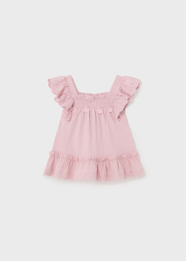 Mayoral Girls Age 12 Months Embroidered Ruffle Top