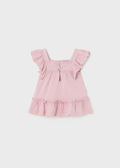 Mayoral Girls Age 12 Months Embroidered Ruffle Top