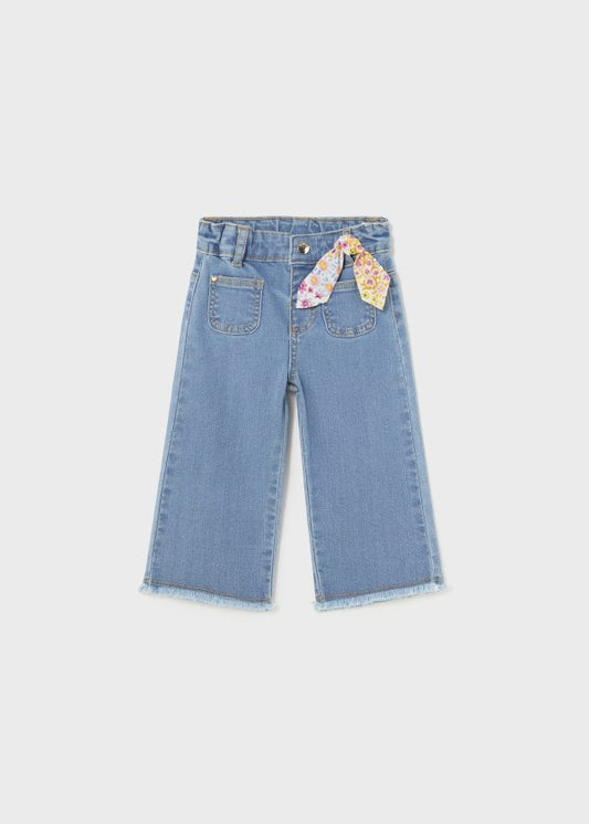 Mayoral Girls Age 12 Months Wide Leg Denim Pants