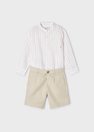 Mayoral Age 4 Boys Striped Linen Blend Set 3281-35