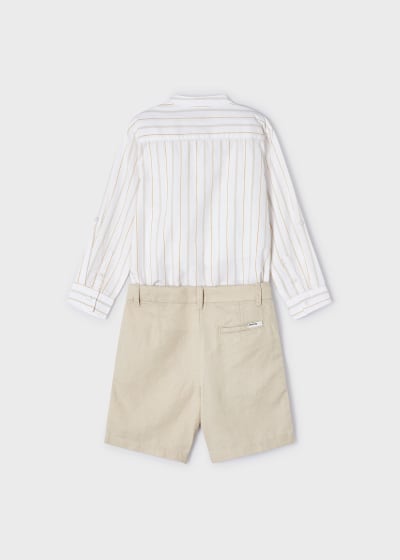 Mayoral Age 4 Boys Striped Linen Blend Set 3281-35