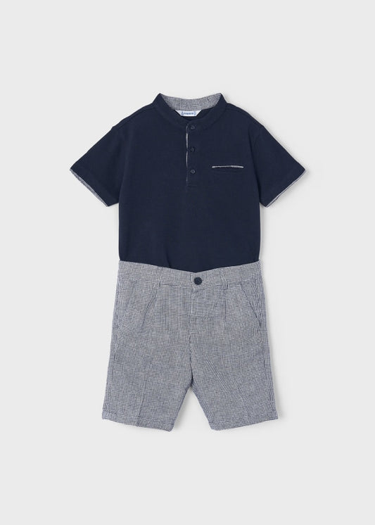 Copy of Mayoral Age 4 Boys Striped Linen Blend Set 3281-34