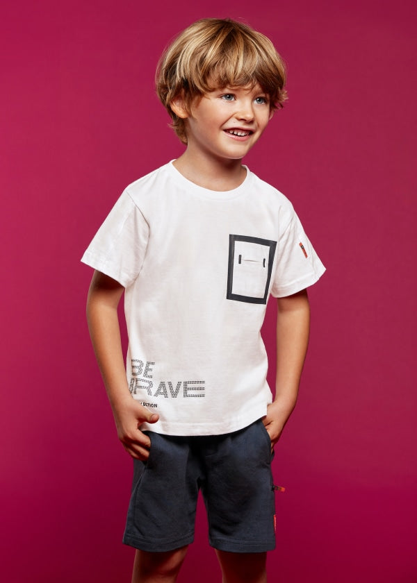 Mayoral Age 4 Boys Text Print Shorts Set