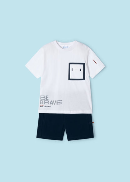 Mayoral Age 4 Boys Text Print Shorts Set