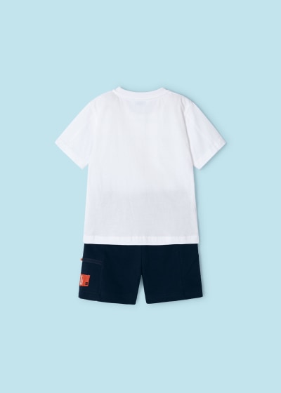 Mayoral Age 4 Boys Text Print Shorts Set