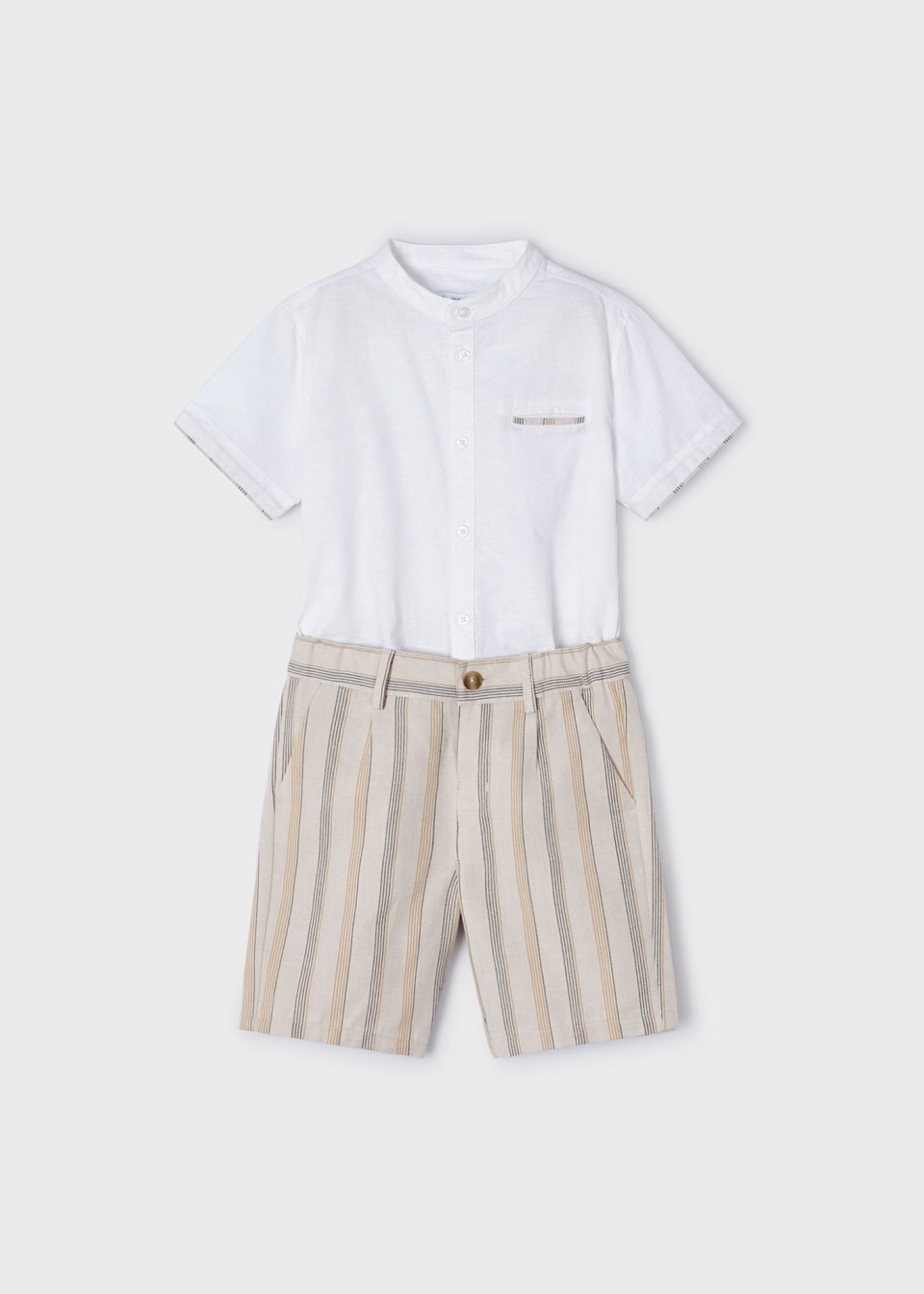 Mayoral Age 4 Boys Striped Linen Blend Set 3283-42