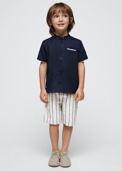 Mayoral Age 4 Boys Striped Linen Blend Set 3283-43