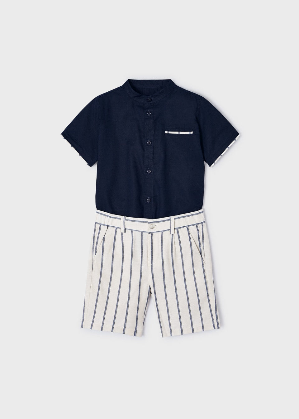 Mayoral Age 4 Boys Striped Linen Blend Set 3283-43