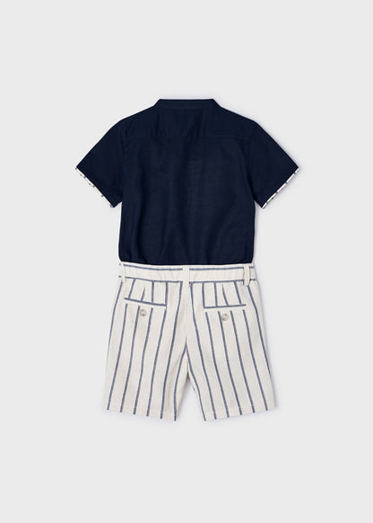 Mayoral Age 4 Boys Striped Linen Blend Set 3283-43