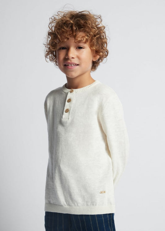 Mayoral Age 4 Boys Linen Blend Button Jumper 3356-28