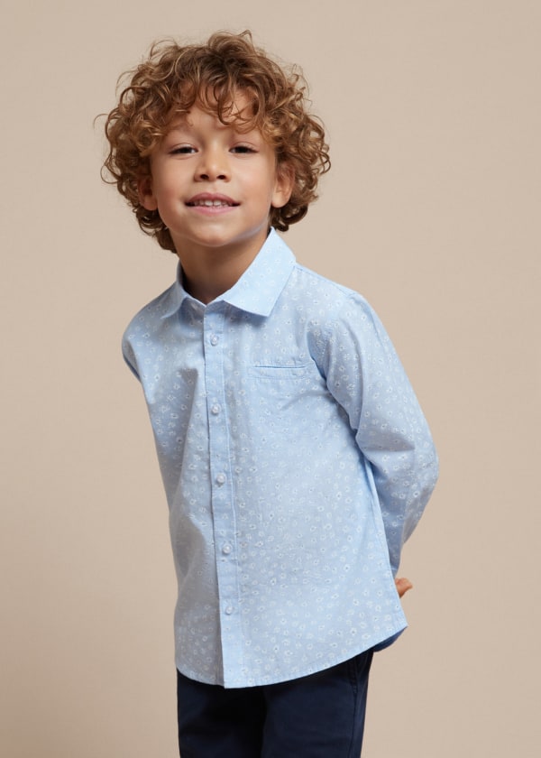 Mayoral Age 4 Boys Long Sleeved Sky Blue Shirt 3124-40