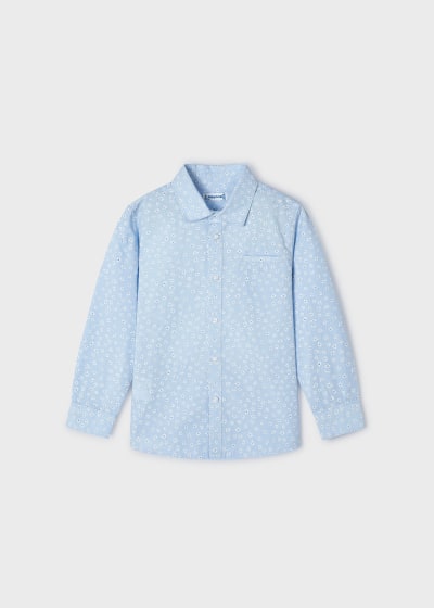 Mayoral Age 4 Boys Long Sleeved Sky Blue Shirt 3124-40