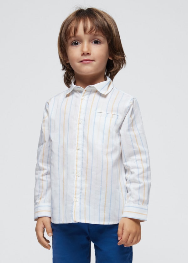 Mayoral Age 4 Boys Long Sleeved Striped Oxford Shirt 3123-32