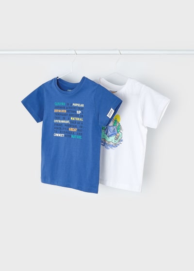 Copy of Mayoral Age 4 Boys Short Sleeved Cotton Top Twin-Pack