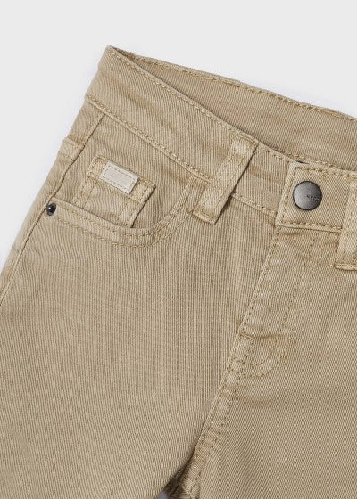 Mayoral Age 4 Boys Beige Skinny Fit Twill Cotton Trousers