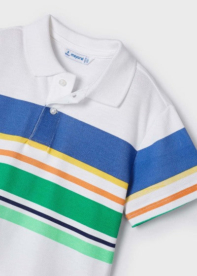 Mayoral Age 4 Boys Striped Panel Polo Shirt