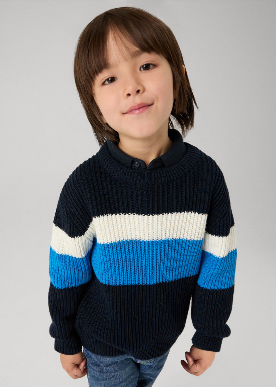 Mayoral Age 4 Boys Striped Ribbed Knit Jumper 4335 94