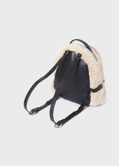 Abel & Lula Beige Faux Fur Back Pack