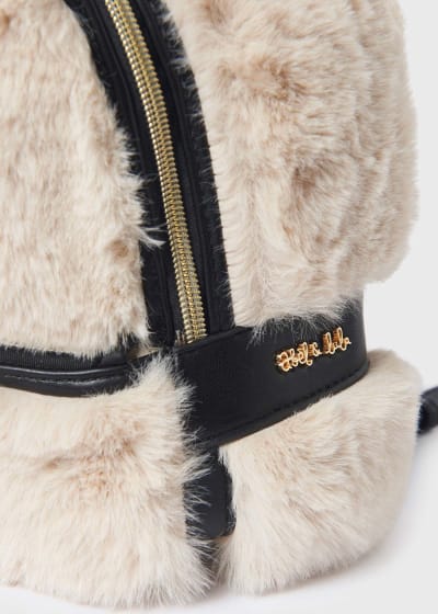 Abel & Lula Beige Faux Fur Back Pack