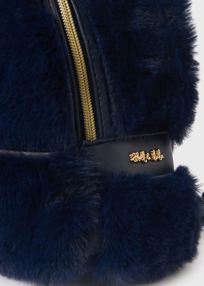 Abel & Lula Navy Blue Faux Fur Back Pack