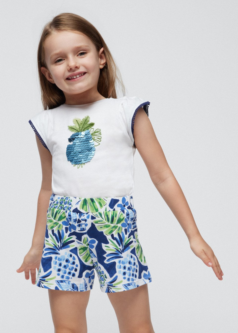 Mayoral  Girls Age 4 Printed Top and Shorts Set 3263-23