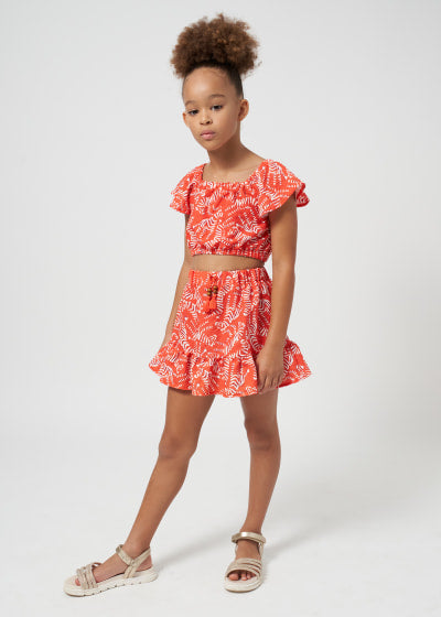 Mayoral Girls Age 8 Printed Skirt Set 6966–18