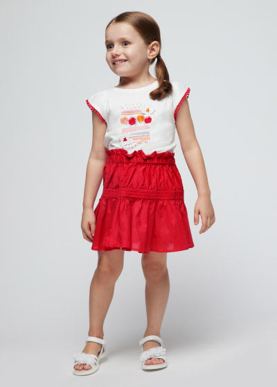 Mayoral  Girls Age 4 Poplin Skirt & PrintedTop Set 3905-53/3096-78