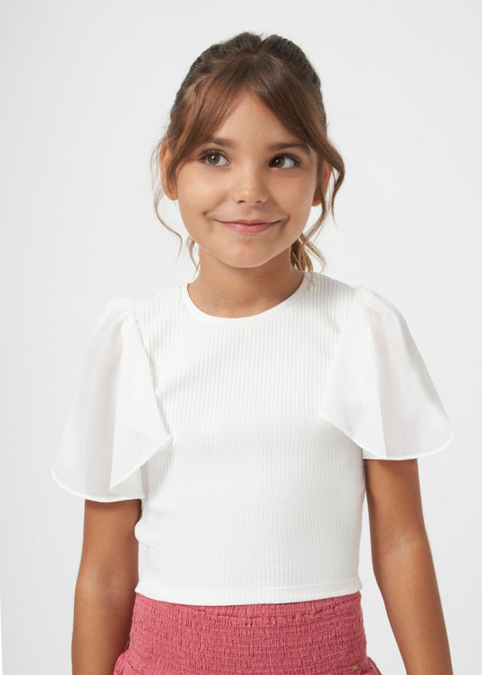 Mayoral Girls Age 8 Combined Ribbed  T-shirt