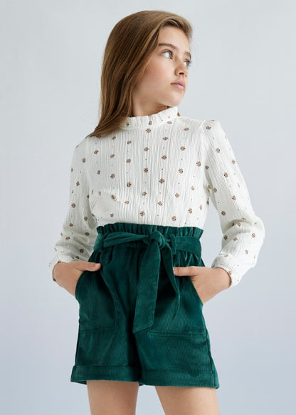 Mayoral Girls Age 8 Pine Green Corduroy Shorts 7214-58