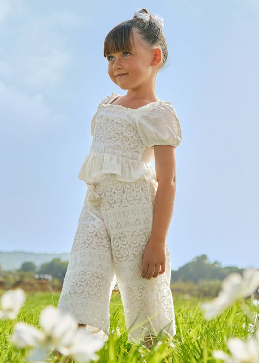 Mayoral Girls Age 4 Combined Crochet Culotte Set