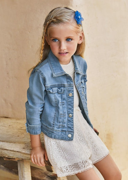 Mayoral Denim Jacket With Bows Girls Age 4 3747-26