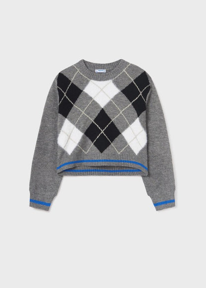 Mayoral Girls Age 8 Diamond Knit Cropped Jumper