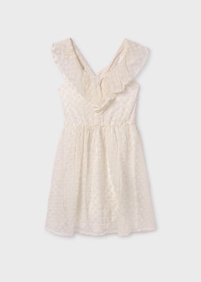 Mayoral Girls Age 8 Embroidered Bambula Dress