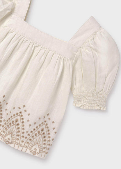 Mayoral Girls Age 8 Broderie Anglaise Cotton Shorts Set