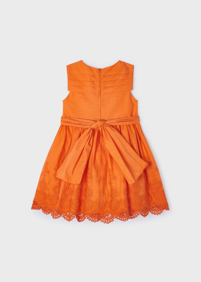 Mayoral Girls Age 4 Orange Embroidered Dress