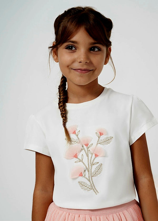 Mayoral Girls Age 8 Tulle Cotton Top