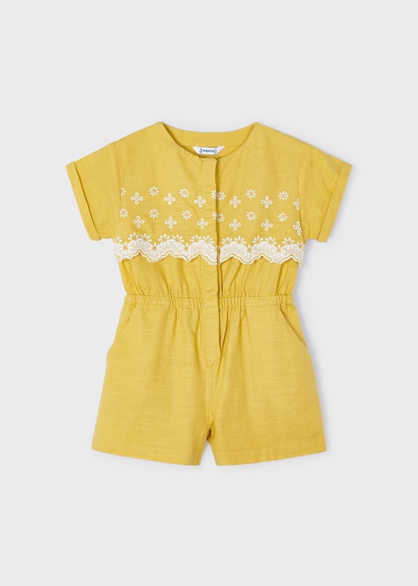 Mayoral Girls Age 4 Embroidered Cotton Romper