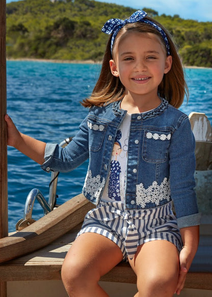 Mayoral Embroidered Denim Jacket Girls Age 4 3745-5