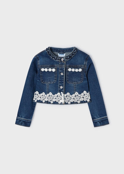 Mayoral Embroidered Denim Jacket Girls Age 4 3745-5