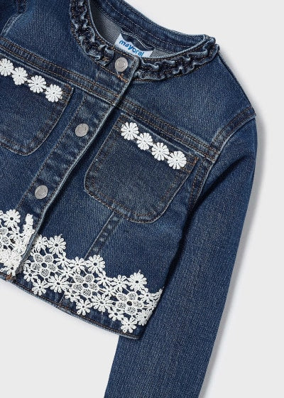 Mayoral Embroidered Denim Jacket Girls Age 4 3745-5