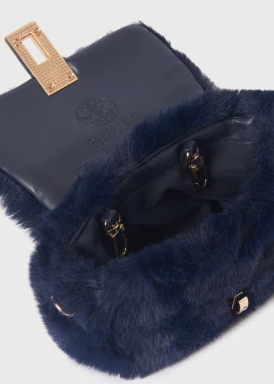 Abel & Lula Navy Blue Faux Fur Bag