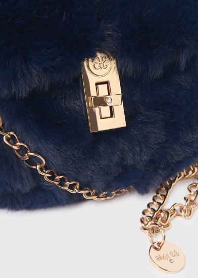 Abel & Lula Navy Blue Faux Fur Bag