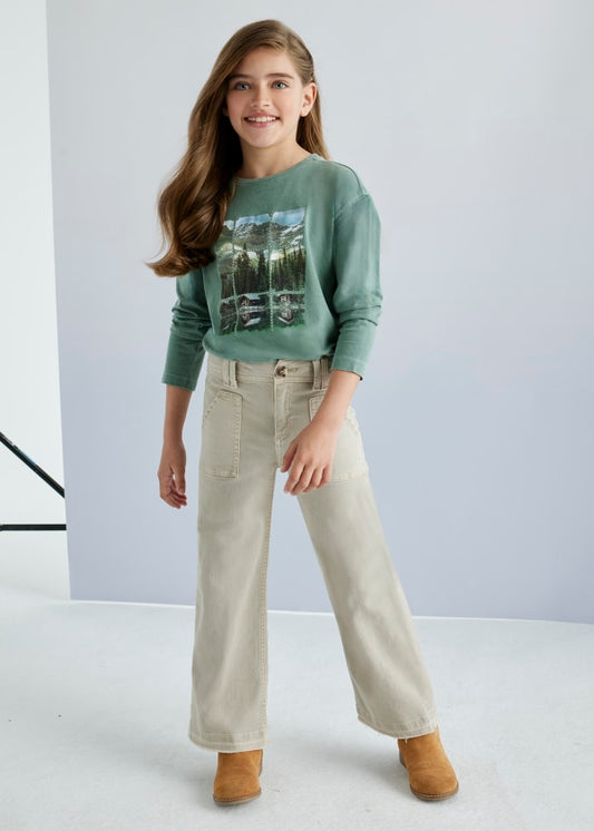 Mayoral Girls Age 8 High Waist  Flared Trousers 7546-78