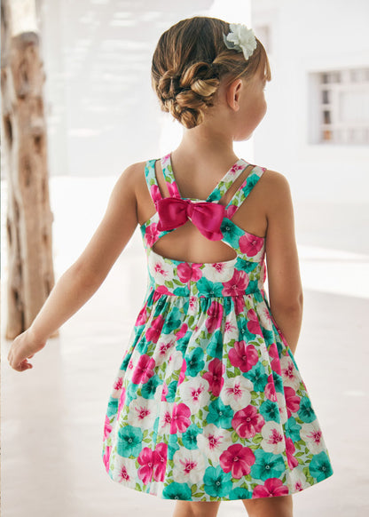 Mayoral Girls Age 4 Floral Printed Back Bow Dress