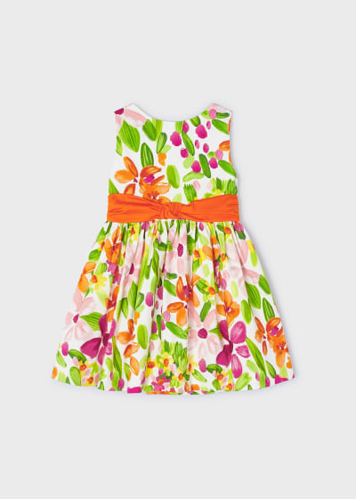 Mayoral Girls Age 4 Floral Printed Back Bow Dress