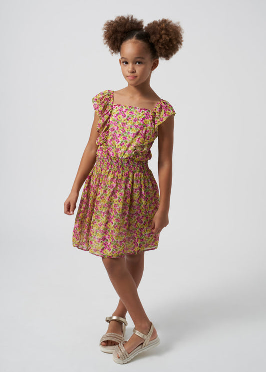 Mayoral Girls Age 8 Floral Print Ruffle Dress